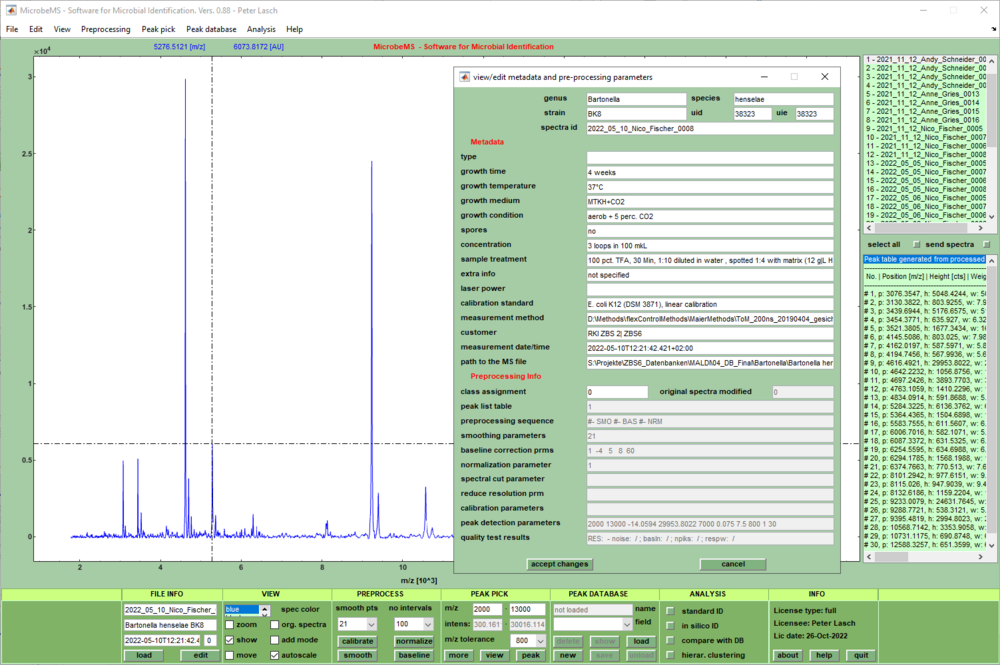 Screenshot of main window of MicrobeMS v.088 (Debian Linux)